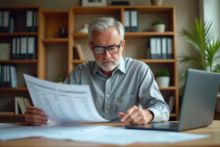 Comptable analysant un tableau d'amortissement comptable pour un parking immobilier