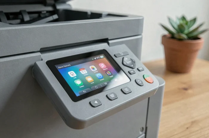 Gros plan sur le panneau de contrôle tactile couleur de l'imprimante HP Color LaserJet Pro MFP M280nw